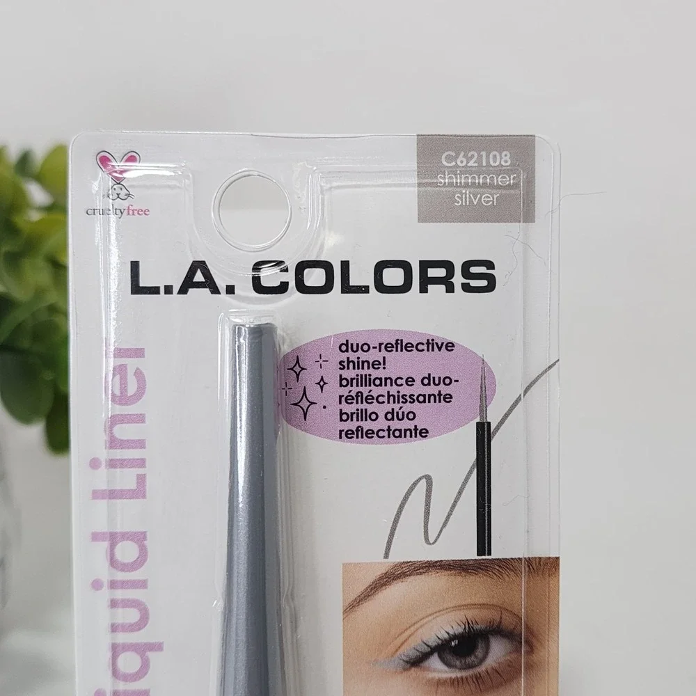 L.A. COLORS Liquid Eyeliner Shimmer Silver C62108 Fine Tip Brush New